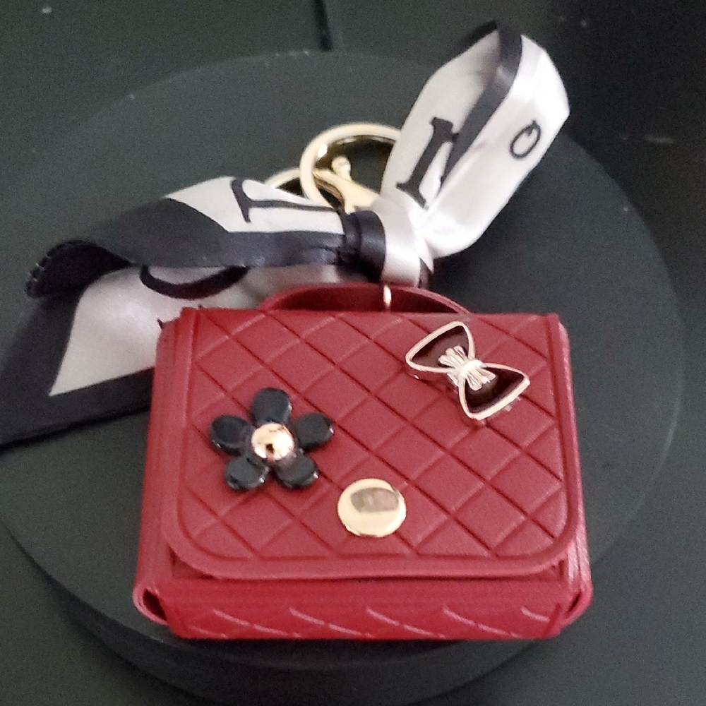 Red Quilted Mini Bag Keychain